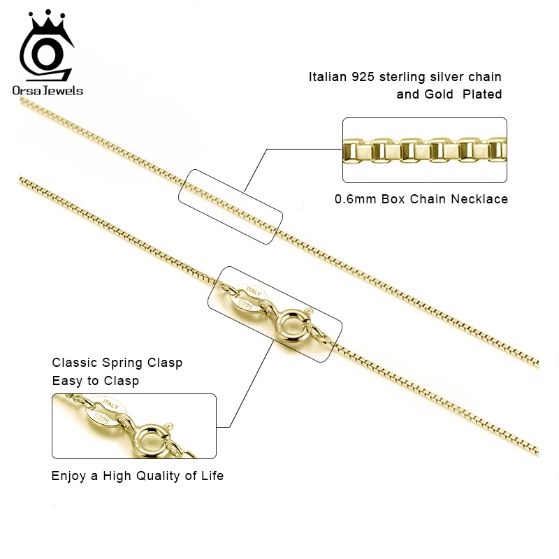 ORSA JEWELS итальянская 925 пробы серебряная цепочка ожерелье розовое золото/позолота