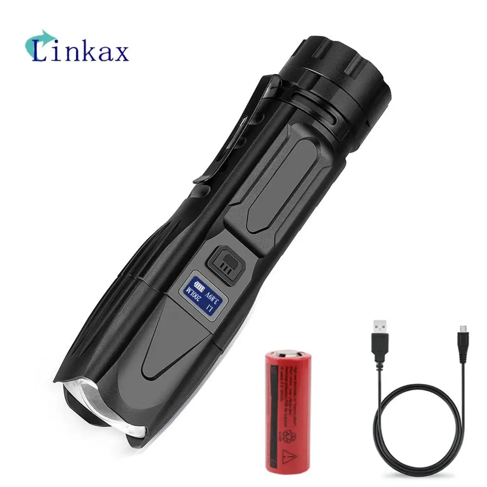 P90 ультра яркий светодиодный фонарик с зумом тактический фонарь USB