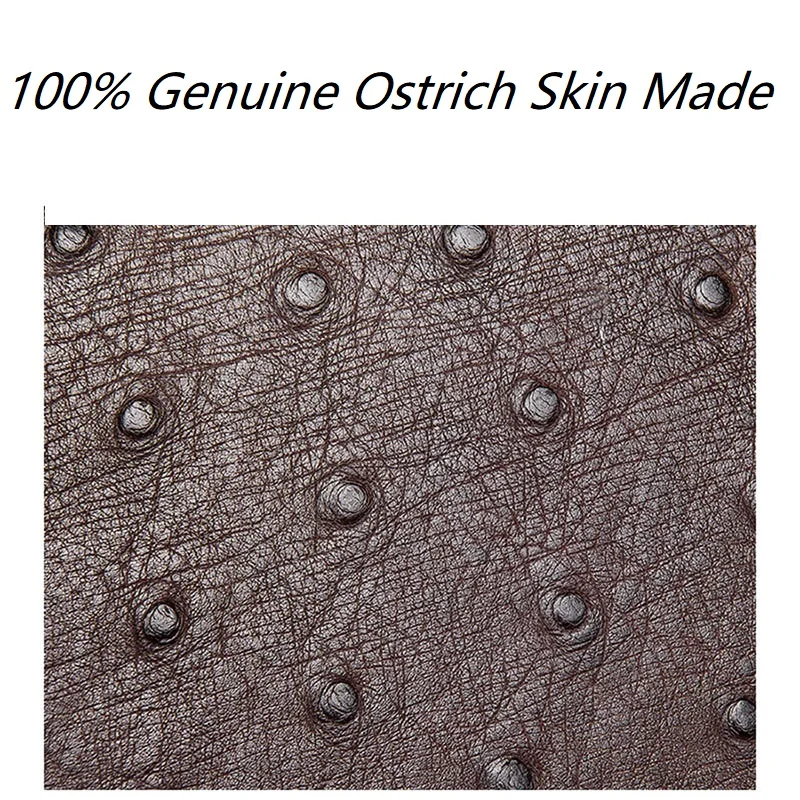 Длинный мужской кошелек из натуральной страусиной кожи на молнии с отделениями