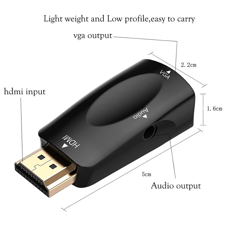 Адаптер HDMI VGA Аудиокабели преобразователь штекер гнездо HD 1080P для ПК ноутбука ТВ