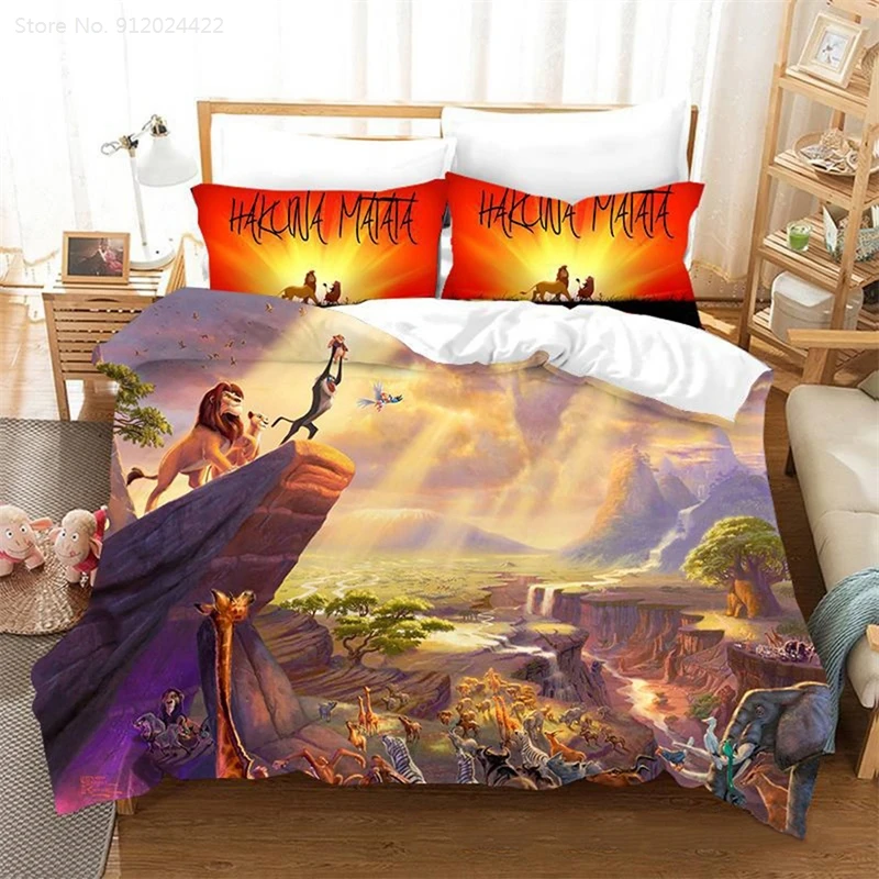 Simba Mufasa Bedding Sets Duvet Cover Pillowcases 3d King Size The Lion Set Quilt Bed Linen for Children Home | Дом и сад