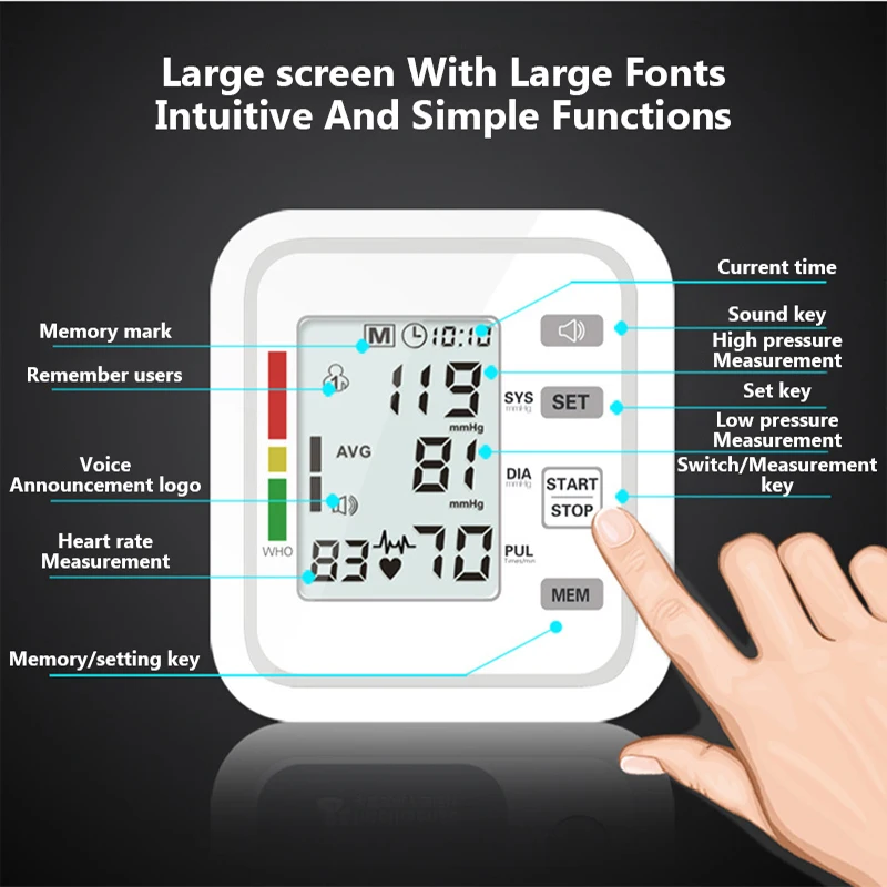 Умный Ручной Автоматический монитор артериального давления измерение домашний |
