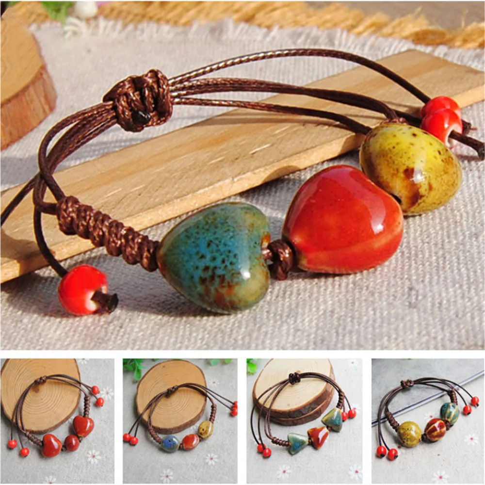 Женский браслет из бисера в этническом стиле плетеный керамический ручной