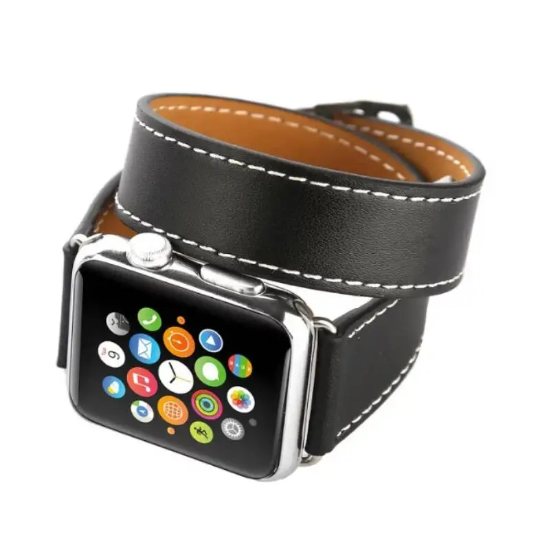 Удлиненная кожаная Петля для iwatch 40 мм 44 Apple Watch band Series 4 2 3 1 Double Tour ремешок 38 42 серия 5