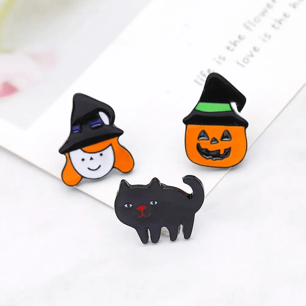 Хэллоуин унисекс кошка Тыква фонарь ведьма Брошь булавка кардиган сумка со