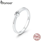 Женское кольцо с сердечком Bamoer, 925 пробы, серебряное кольцо с цирконием, Подарок на годовщину, SCR450