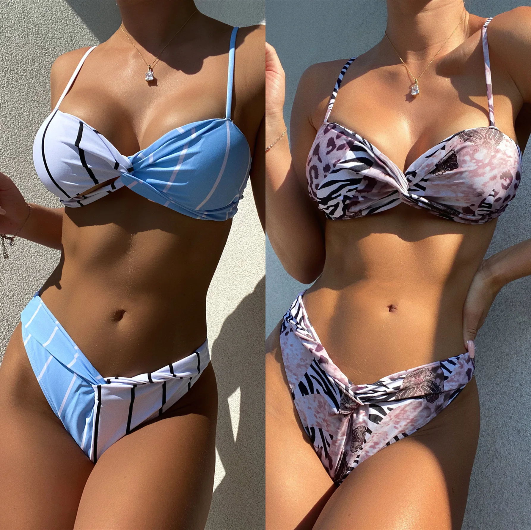 

Leopard Printed Low Waist Bikinis Women Swimwear Strip Sexy Biquini Swim Suit Push Up Swimsuit Female Beachwear Swimming 2021