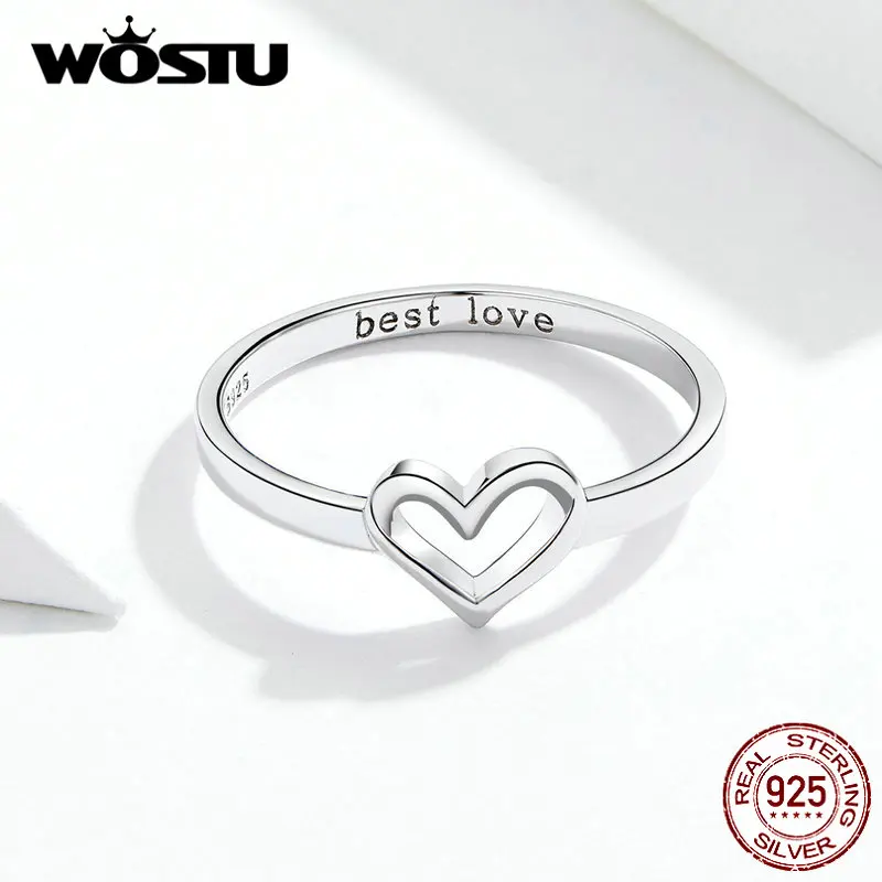 Женское кольцо из стерлингового серебра 925 пробы WOSTU простой дизайн серебристый