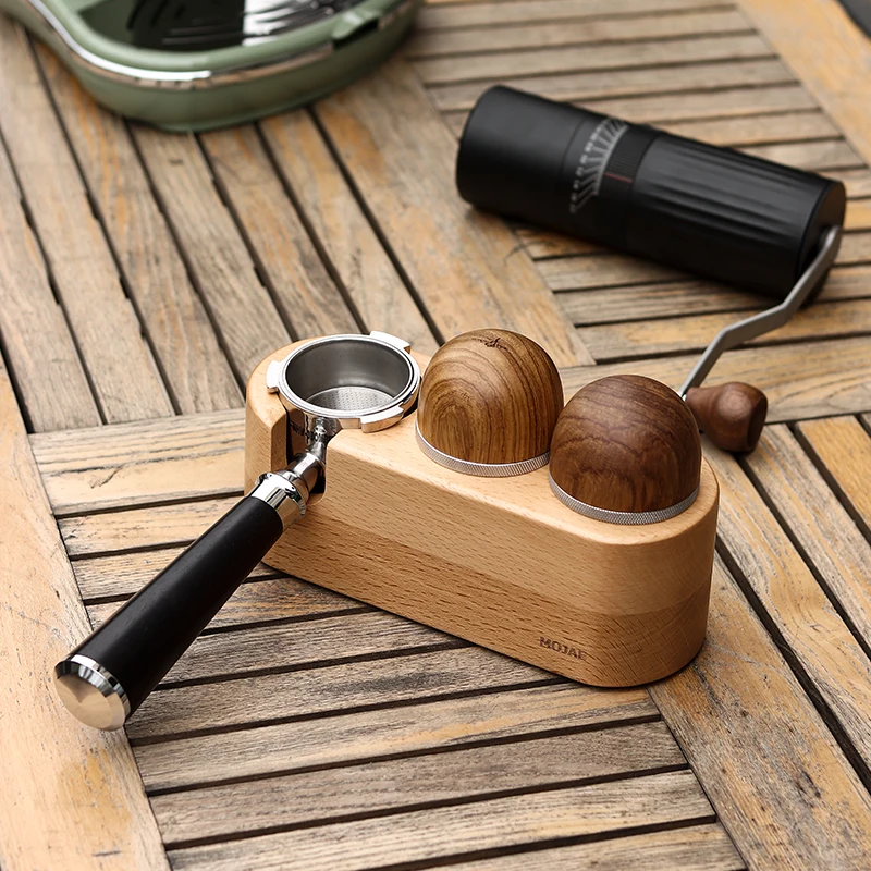Soporte de filtro de caf&eacute; de madera de nogal, esterilla para Espresso, Base de soporte para cafetera, accesorios de caf&eacute; para Barista-1