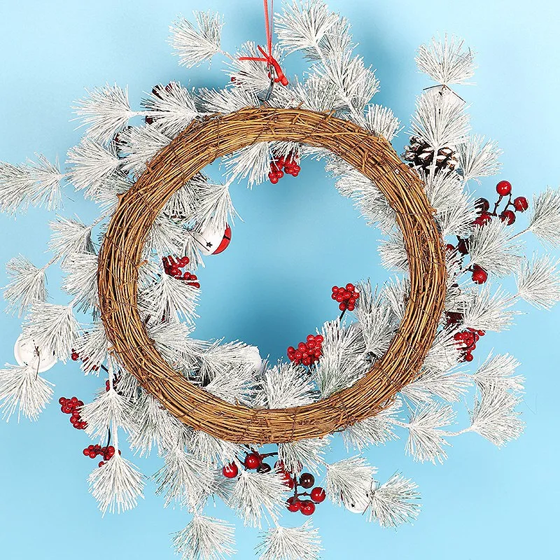 

1Pcs 45cm for Front Door Natural Rattan Christmas Farmhouse Holiday Home Decorations Garlands