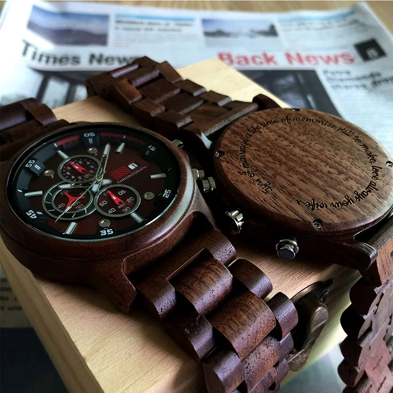 

KUNHUANG Fashion Relogio Masculino Wood Watch Erkekler Kuvars Kol Saatleri Calendario Relojes Para Hombre Cadeau Orologio Uomo