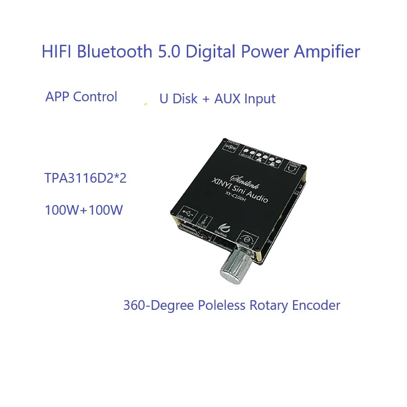 

Модуль усилителя мощности Bluetooth 5,0, миниатюрный Hi-Fi усилитель для динамиков, 2,0 каналов, цифровой стерео аудио, звуковой Board100Wx2 TPA3116D2