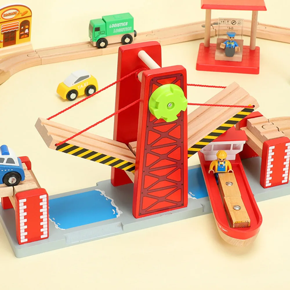 

1 Set Wooden Train Tracks Railway Toys Track Drawbridge Overpass Model Toys