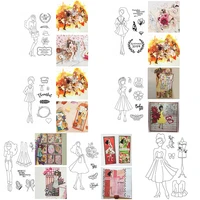 68 inch clear silicone stamps slim beauty girl long hair dress laurel floral butterflies diy scrapbooking craft paper cards