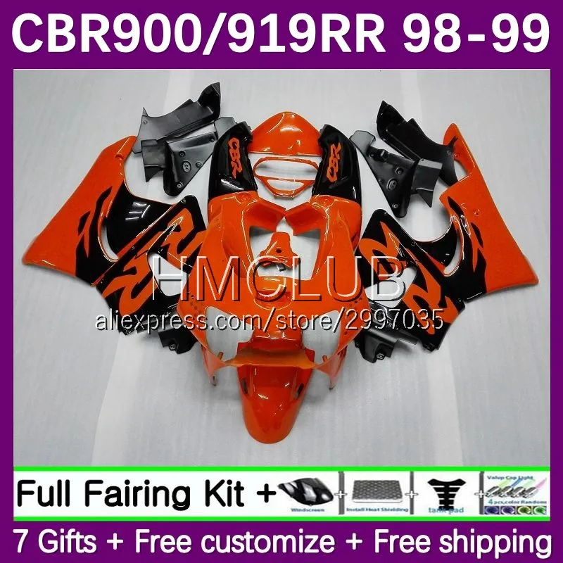 

Body Kit For HONDA CBR900RR CBR 919RR CBR919RR 1998 1999 45No.3 CBR900 CBR 919 CC 900RR CBR919 RR 98 99 Fairings orange glossy