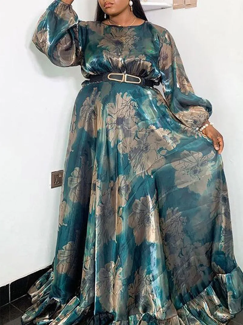 

Designer Floral Print Maxi Long Women Dress Chiffon Silky High Quality Loose Fit Lady Bohemian Holiday Dress Vestidos