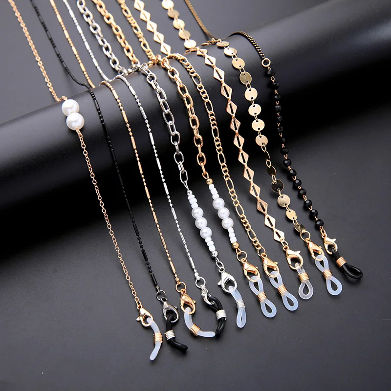 kissme Mask Sunglass Chains For Women Men Black Gold Silver Color Alloy Beads Antislip Chains Fashion 2021 Accessories Wholesale