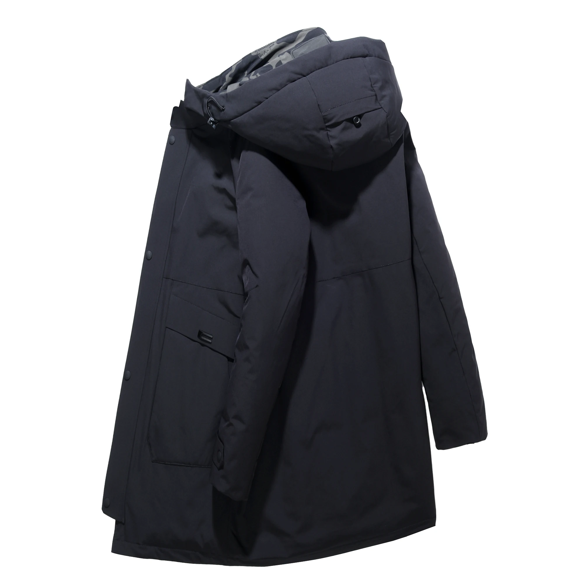 2019 новый зимний пуховик Модный повседневный черный с капюшоном средней и длинной