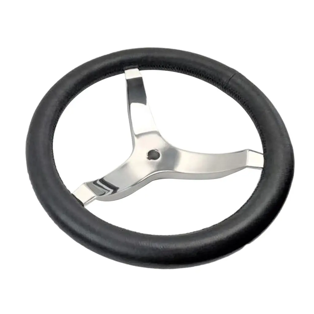 

13 1/2-Inch 340mm Aluminum Alloy Marine Boat Pontoon Soft-Grip Steering Wheel 3 Spoke with 3/4 inch 19mm Tapered