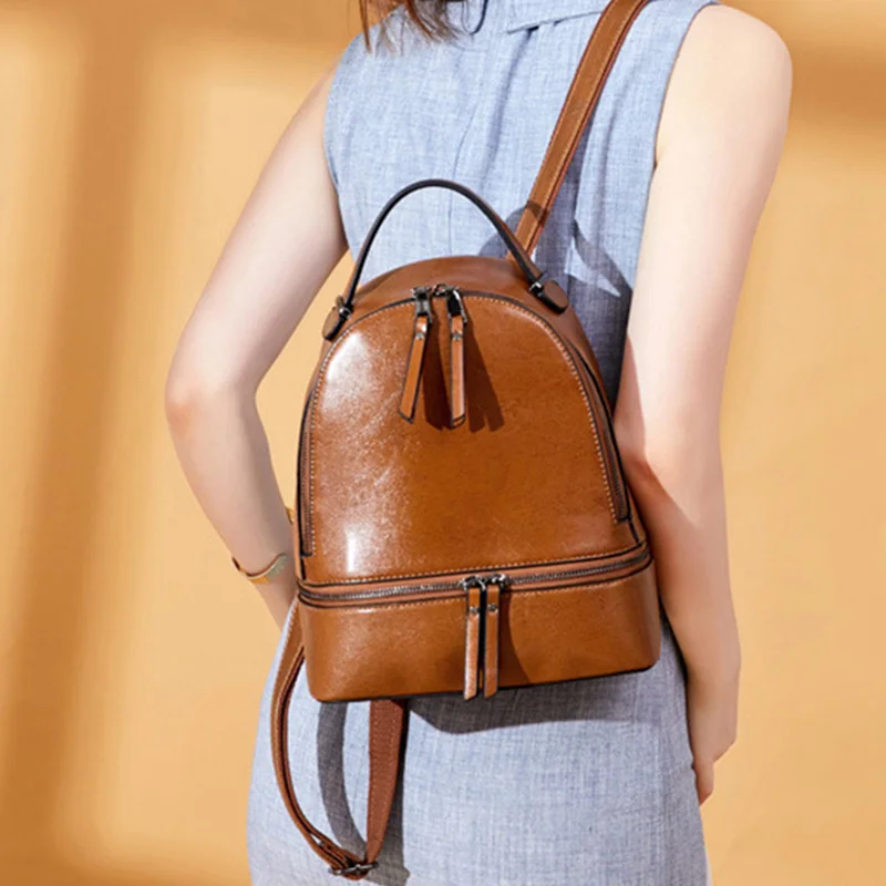 Женский рюкзак из натуральной кожи Модный повседневный школьный воловьей