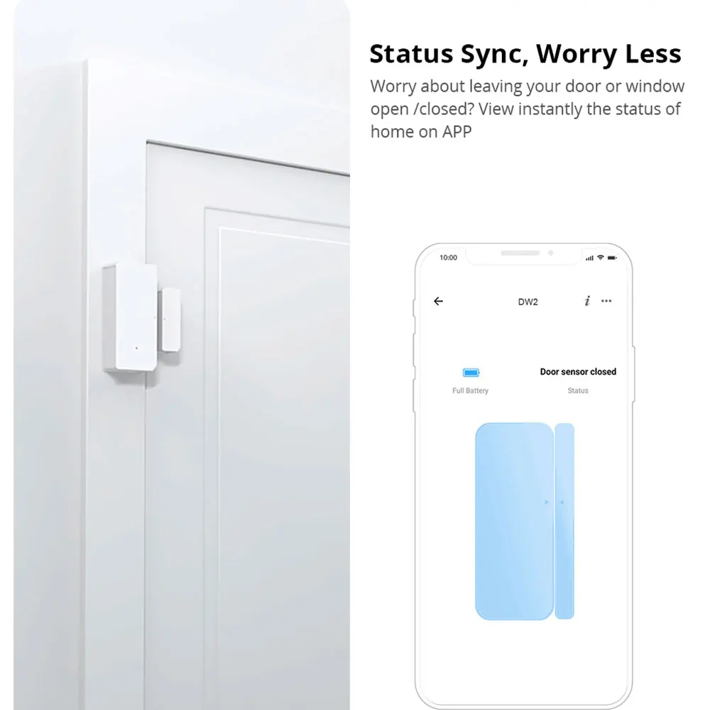 Беспроводной датчик двери/окон Sonoff DW2-WiFi домашняя система сигнализации работает