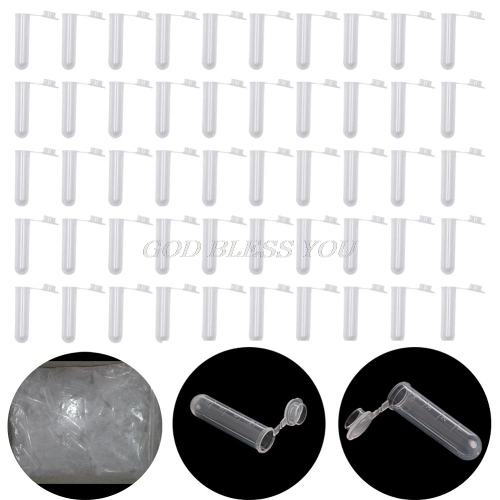 50Pcs 5ml Plastic Clear Test Centrifuge Tubes Snap Cap Vials Sample Lab Container New Laboratory Drop Shipping |