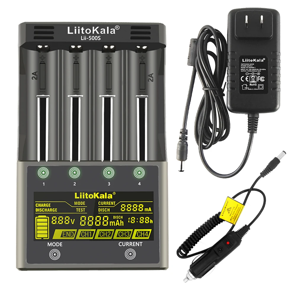 

New LiitoKala lii-PD4 lii-500 lii-500S lii-S6 18650 Charger For 18350 26650 10440 14500 16340 NiMH Battery Smart Charger