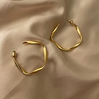 round fashion metal hoop earrings irregular golden geometric for women wedding jewelry wholesale