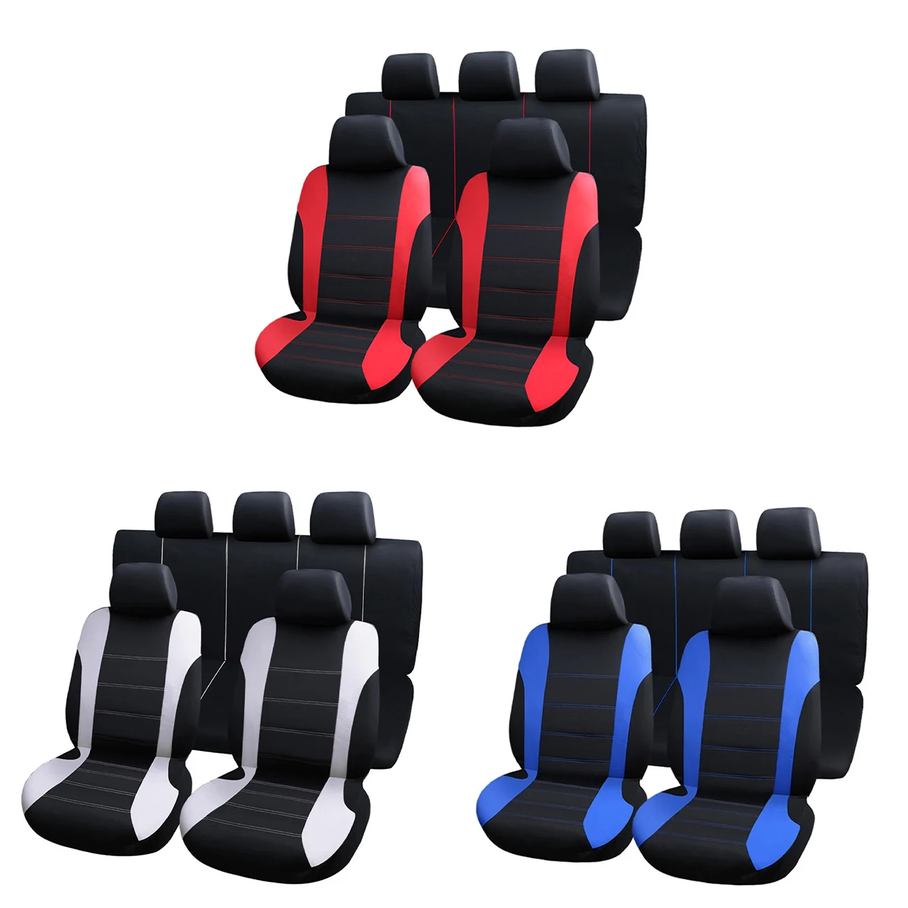 

Universal Car Seat Cover Set New Blue Gray/RED 9 Pieces Seat Covers For Crossovers SUV Sedans Auto Interior Accessories