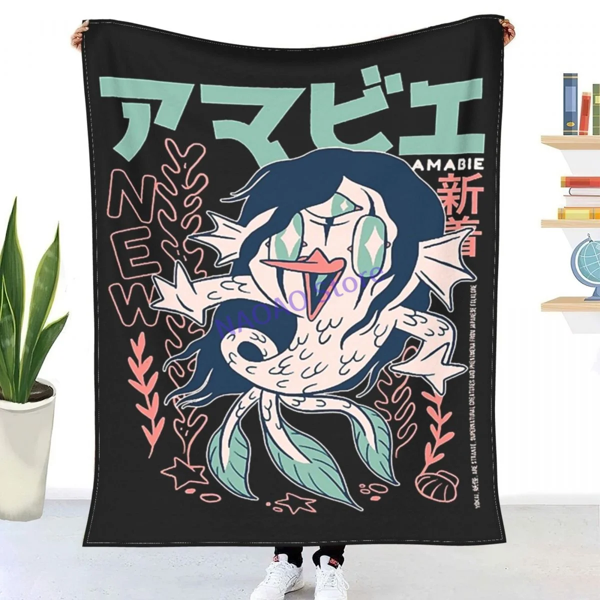 

Amabie Japanese Yokai Throw Blanket Sheets on the bed Blankets on the sofa Decorative lattice bedspreads Happy nap for children