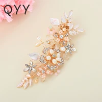 qyy vintage flower bridal hair clips freshwater pearls handmade crystal wedding hair ornaments jewelry accessories for women