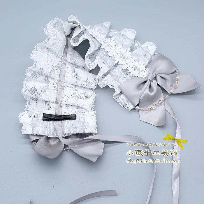 

Sweet and versatile kc magic beads hair band can take the angel street package Japanese soft sister lace gray star hair band