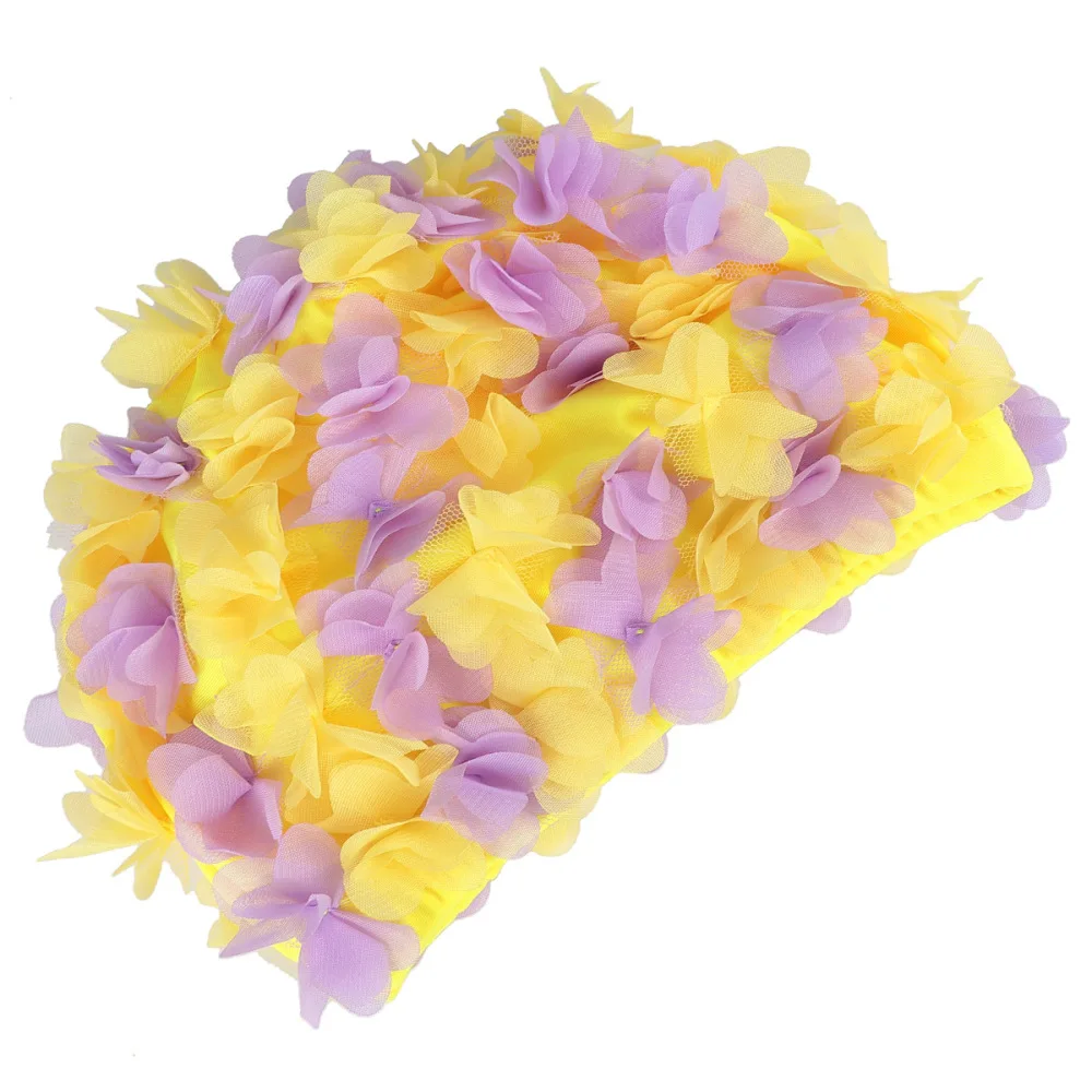 

1PC Swim Cap Comfortable 3D Flower Swim Hat Swimming Cap Breathable Swim Hat for Swimming Girls )