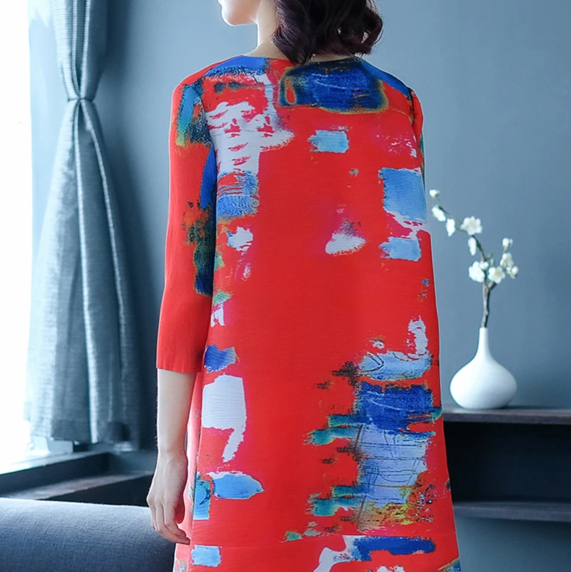 Модное весенне-летнее Новое плиссированное платье с цветочным принтом для