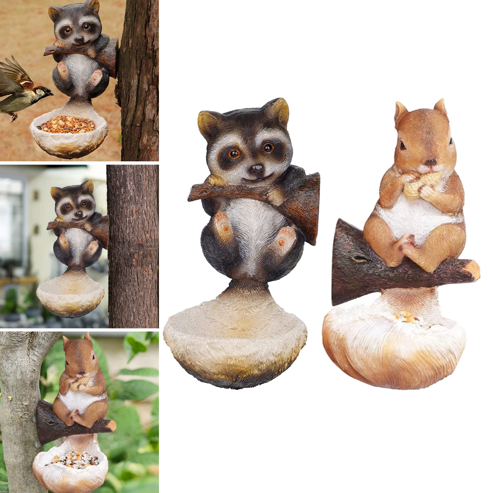 

Wall Mounted Animal Sculpture Bird Feeder Tree Decorations Bird Feeding Tray