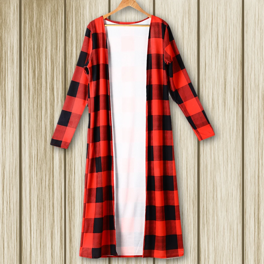 

Women Long Cardigan Summer Long Sleeve Red Plaid Shirt Ladies Casual Blouses Female Plaid Long Shirt Tunic Tops Camisas Mujer