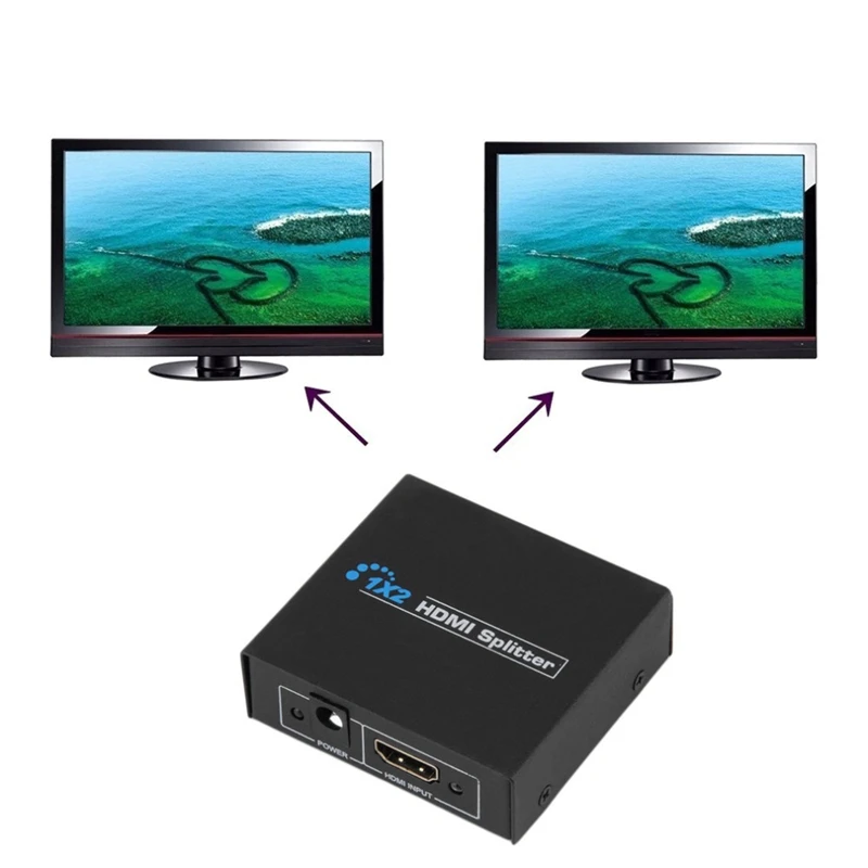 

2 Port HDMI 2K Y Splitter 1 in 2 Way Output Mirror Display Audio Video HD V 1.4 US Plug