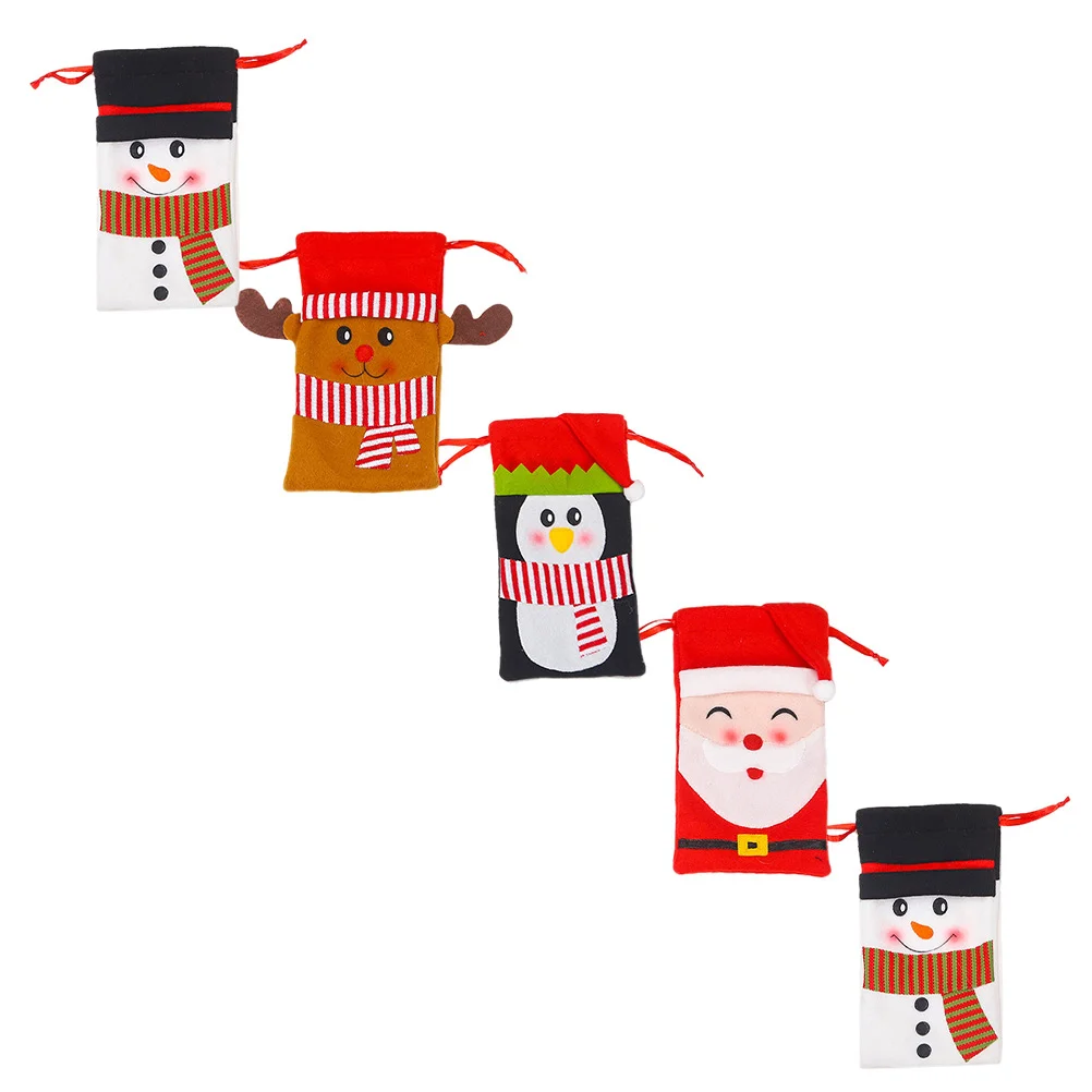 

5 шт., пакеты для хранения конфет на тему Рождества, Мультяшные подарочные пакеты (случайный стиль)