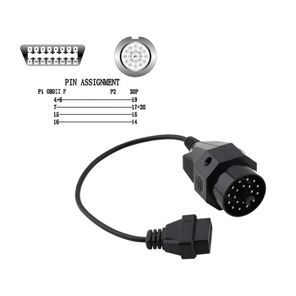 Новейший адаптер OBD II для BMW 20-контактный 16-контактный гнездовой разъем OBD2 полный