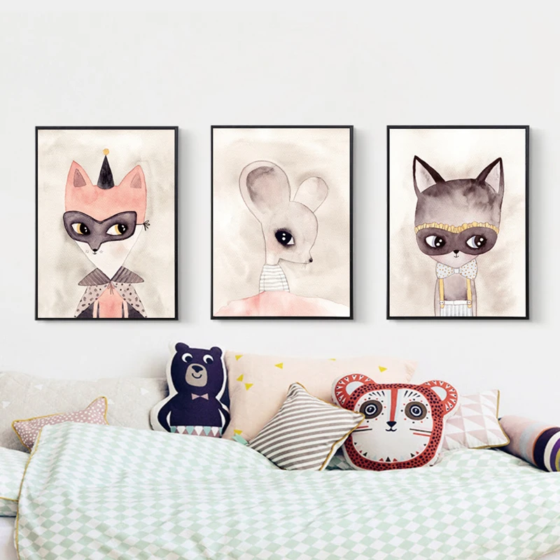 Cartoon Wall Art Prints Canvas Posters Cute Miss Rat Princess Fairy Paintings For Girl Baby Kids Room Decor | Дом и сад