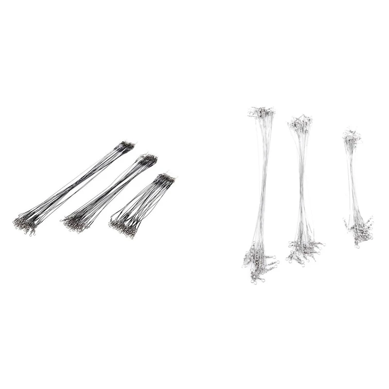 

60Pcs 15/20/25cm Stainless Steel Wire Leader Fishing Leash Swivel Anti-Bite Line Leadcore Leash for Pike Fishing