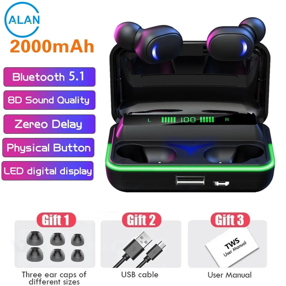 

E10 tws wireless headset 1200mah v5.1 bluetooth waterproof stereo with wireless LED display