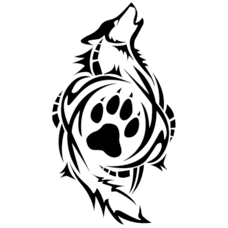 

Tribal Wolf Paw Print Classic Car Sticker Personalized Decoration Pvc Waterproof Sunscreen Decal Black/white/red/laser/silver