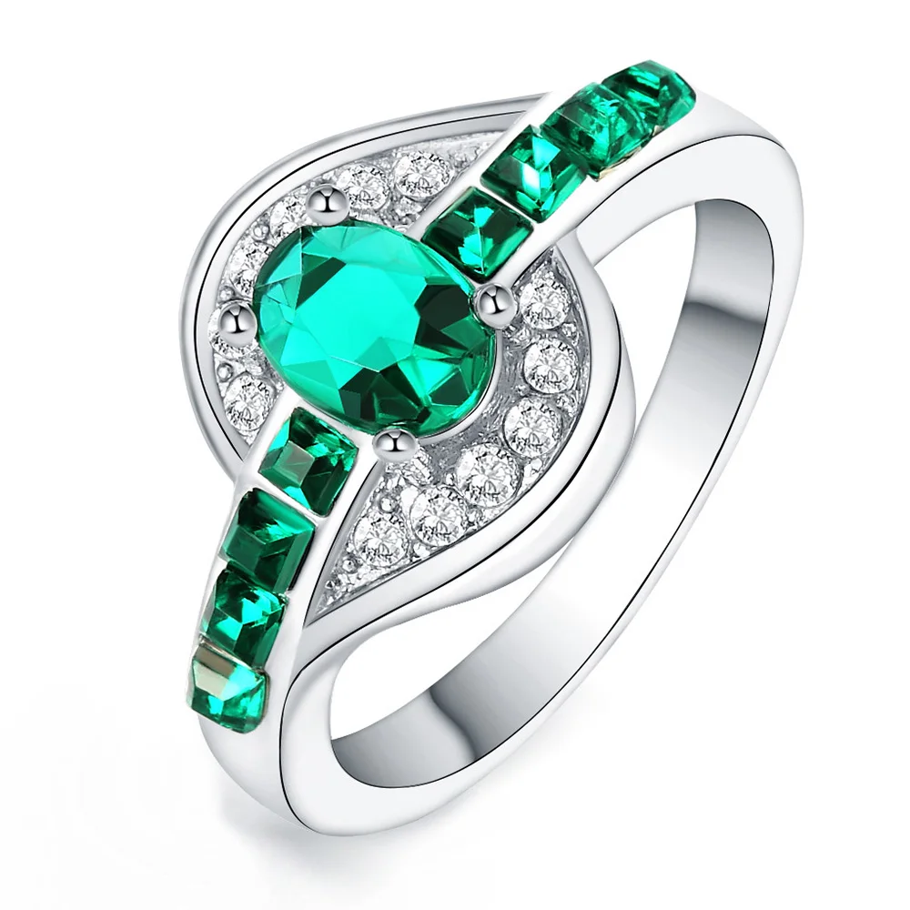 Женское свадебное кольцо серебряного цвета обручальное с кристаллами ювелирные