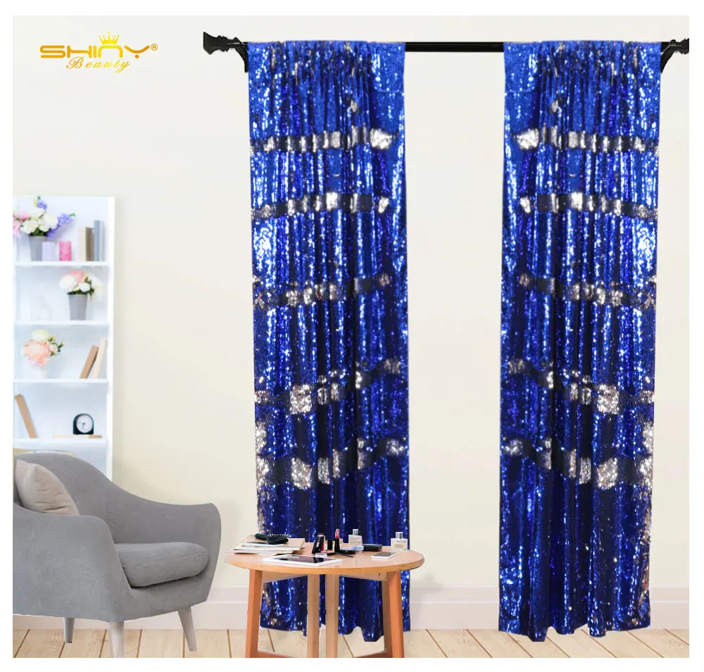 Королевский синий блесток фон занавески Серебро русалка Фото фоны 8ftx8ft Свадебная