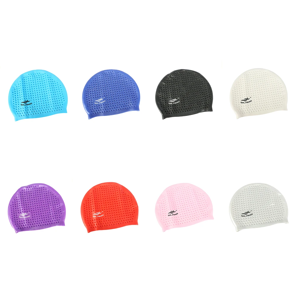 

Fashion Stretch Outdoor Summer Swimming Cap Bubble Pattern Sports Soft Silicone Solid Women Men Adults Waterproof Non Slip Pool
