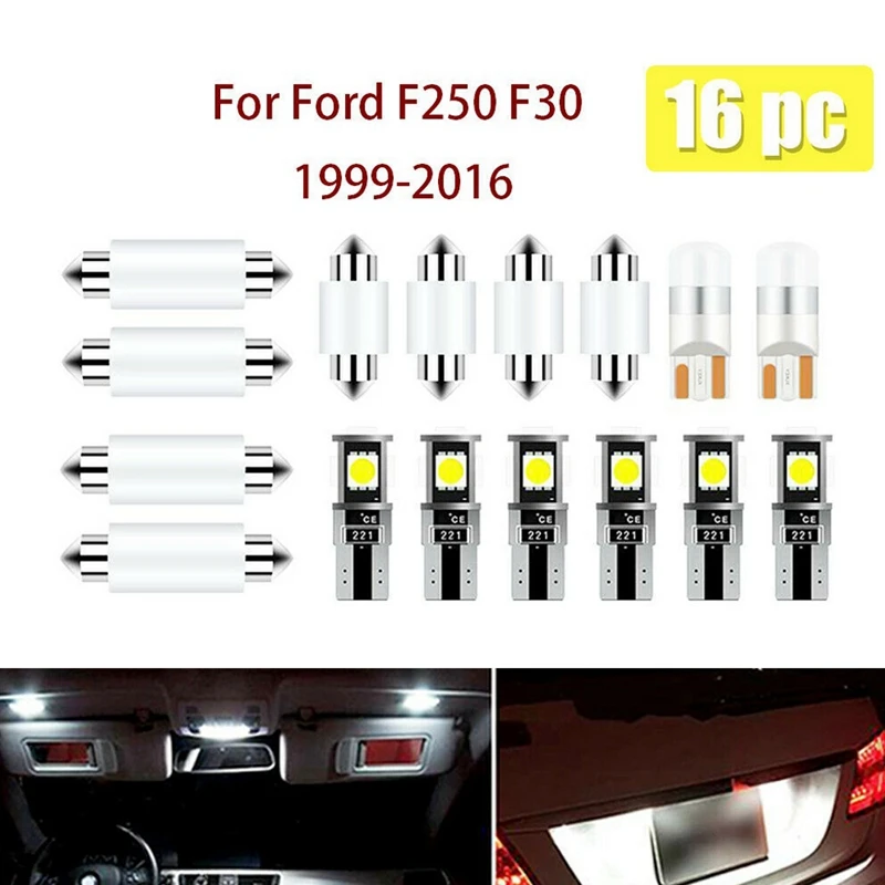 

16 шт., белая лампочка для Ford F250 F350 1998-2018