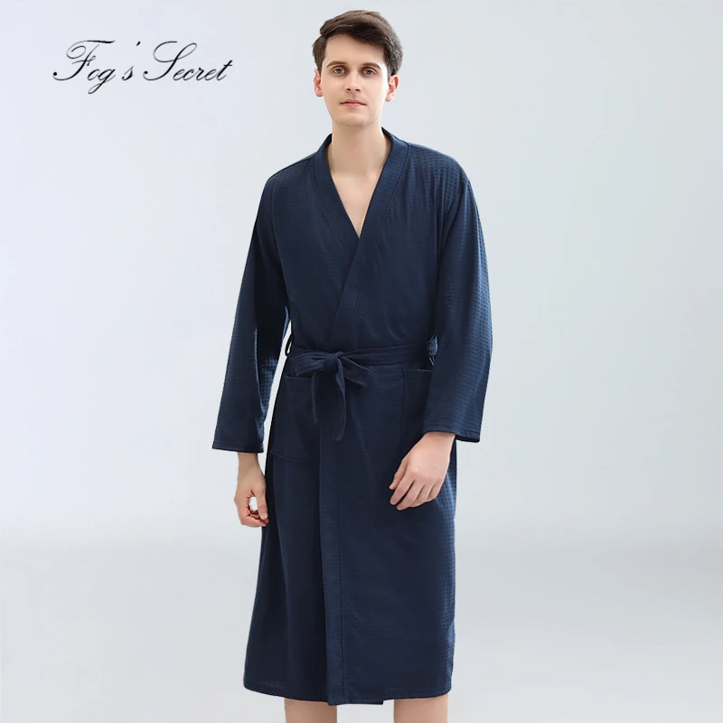 Мужской халат, Осень-зима, вафельный тонкий, yukata, Абсорбирующая, быстросохнущая Пижама, домашняя одежда, ночная рубашка, roupao feminino
