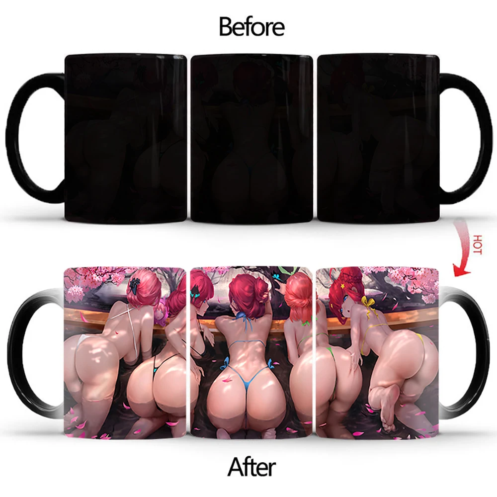 

Creative Change Color Chang Mug BSKT-214 Ceramic Mug Heat Revealing Coffee Cup Breakfast Cup Sexy ass Mug Friends Gift