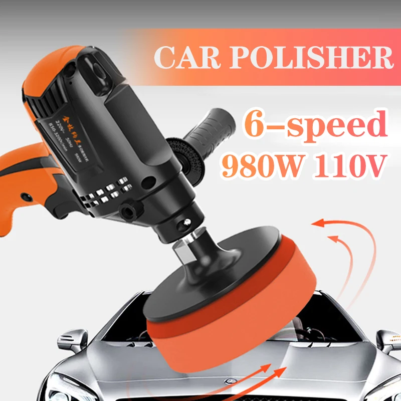 

980W Electric Car Polisher Polishing Machine Angle Grinder Tools Six Gears Adjustable Speed Car Electric Polisher Waxing Machine